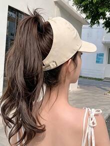 1 件纯色后开马尾棒球帽，女士时尚运动鸭舌帽，户外防晒帽 - 馬尾棒球帽 - 查看 7