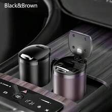Set Asbak Mobil Otomatis dengan Lampu LED, Sikat Pembersih yang Dapat Dilepas, Desain Ringkas, Pemasangan Mudah, Tanpa Baterai, Asbak Portabel untuk Mobil, Rumah & Kantor, Hadiah Praktis Halloween untuk Pengemudi & Pemilik Mobil - Tujuan umum - View 5