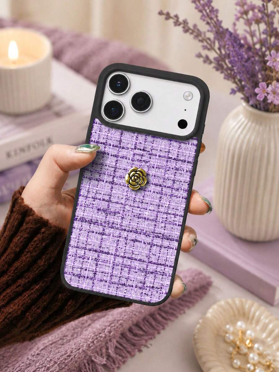 1件蕾絲紋理時尚手機殼，適用於Apple智慧型手機，高品質Apple 17手機殼，防震防摔Apple 17 Pro Max手機殼，金色山茶花Apple 17e手機保護殼，2合1 Apple 16手機殼，輕量智慧型手機殼，夏季清爽旅行Android智慧型手機殼，Galaxy S26 Ultra手機殼，可愛手機殼適合送給朋友的禮物，防震半包覆Honor手機保護殼，便攜防震手機殼套 - 紫色 - 查看 1
