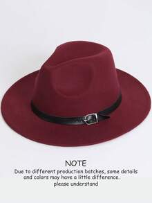 1pc Women's Flat Brim Hat, Polyester Fiber, Decorated With Faux Leather Belt Hatband, Solid Color Versatile, Casual Minimalist - MM2186 - View 18