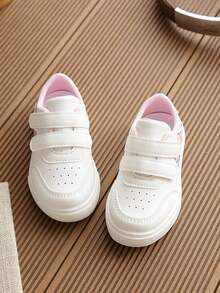 1 Pair Girls' 2026 Spring/Autumn New Cartoon White Casual Skate Shoes, Sneakers - Pink - View 3