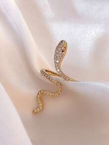 1pc Snake Shaped Ring For Women, Luxury Niche Design, Personalized Open Index Finger Ring - Yellow Gold - View 4