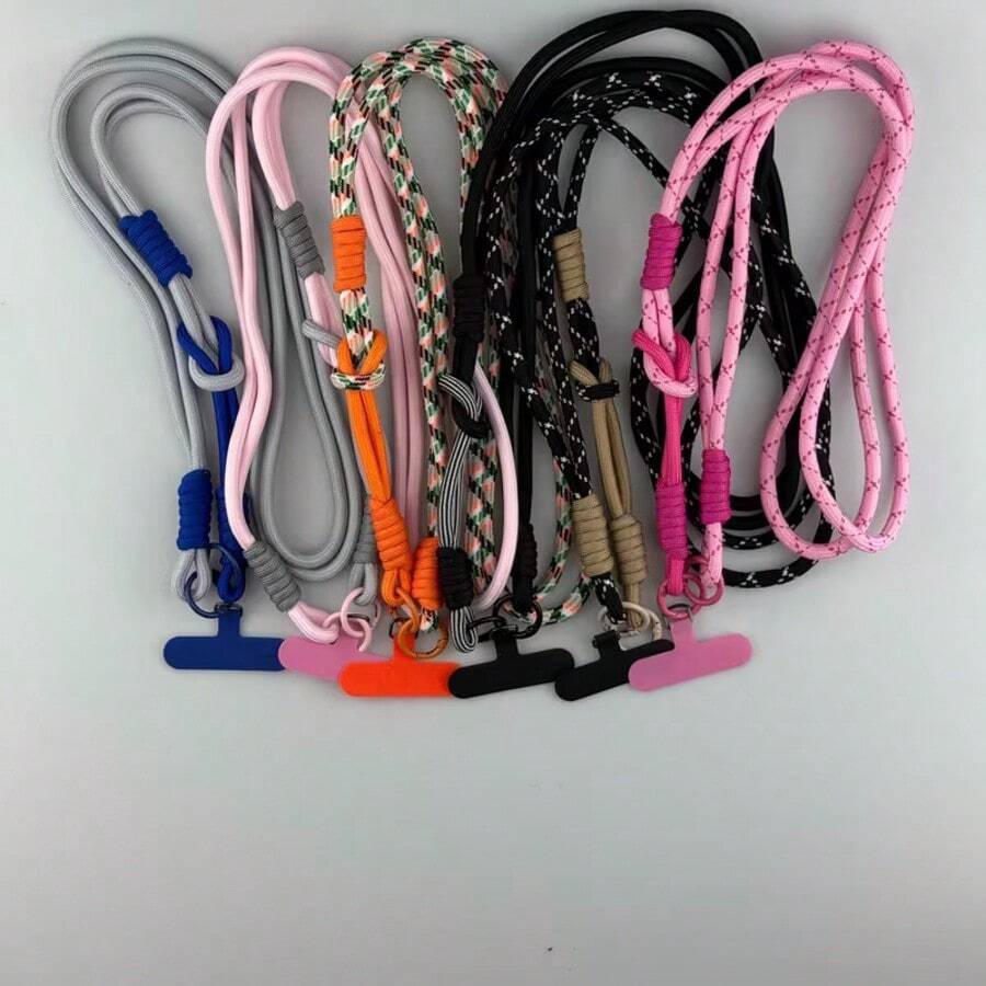 1 buah Tali Gantungan Kunci Warna-warni, Tali Selempang Bahu, Gantungan Kunci, Tali Kepang yang Dapat Diatur, Bantalan Tali Gantungan Ponsel