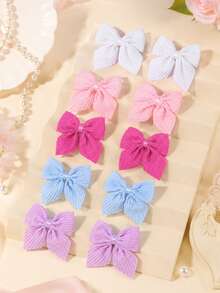 10pcs Multicolor Minimalist Bow Hair Clips, Sweet Bow Hair Clips, Gentle Hair Clips, Exquisite Hair Accessories, Suitable For Girls' Daily School Wear Gifts - Multicolor - View 2