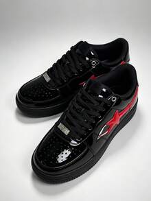 A BATHING APE Men's Retro Sneakers BAPE STA "Shark Face Black" Skate Shoes - Black - View 1