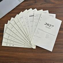 1 lembar Kalender Bahasa Inggris Ukuran A5 2027, Halaman Isi Ulang Lepas, Halaman Pengganti Buku Jadwal Perencana Harian 365 Hari, Isi Termasuk Kalender 2027, Rencana Bulanan, Rencana Harian, Kompatibel Dengan Berbagai Sampul Lepas - Satu ukuran cocok untuk semua. - View 3