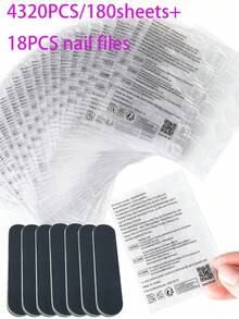 4320PCS/180 Lembar+18PCS Kikir Kuku/Stiker Kuku Perekat Dua Sisi, Stiker Perekat Kuku Transparan, Tahan Air - MultiWarna - View 1