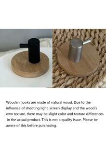 No-Drill Easy Round Bamboo Base Hook Strong Adhesive Wall Mount, Sturdy Storage Hook For Hat Bag Coat Accessory Organization, Practical Adhesive Hanger For Bedroom Kitchen Home Decor Wall - Multicolor - View 8