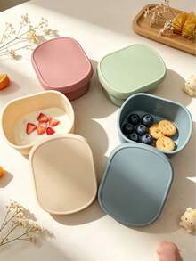 300ml/200ml Silicone Baby Food Container, Mini Lunch Box, Snack Box, Jam Jar, Essential Picnic Utensils, Customizable With Name And Pattern - Multicolor - View 4