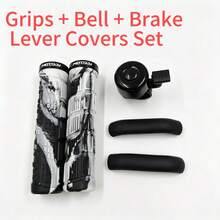 MOTSUV Set Bicycle Handlebar Rubber Soft Comfortable Grip Anti-Slip + Bell + Brake Cover - Multicolor - View 6
