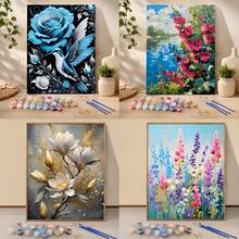Paint By Numbers For Adults & Beginners DIY Flower Acrylic Painting Set 40*50cm 16*20 Inch Unframed Canvas With Brushes Paints Home Decor Holiday Birthday Christmas Valentine's Day Graduation Gift - Flower - View 1