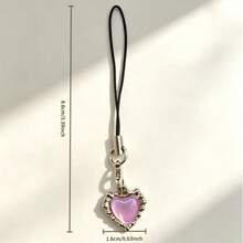 2 buah Gantungan Ponsel Bentuk Hati Berlian Merah Muda - Baby Pink - View 7