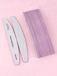 25/50pcs Professional Nail Files, 100/180 Grit, Double-Sided, Reusable, Purple Striped Design, Suitable For Acrylic Nails - Ideal For Home And Nail Salon Use, Nail Art Tool - Multicolor - View 6