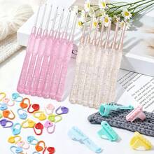 7件組鉤針套組附30個針標記環 + 3個毛線分隔器 DIY 毛線鉤針工具 - 多色 - 查看 2