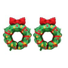 Christmas Bow Wreath Balloon Christmas House Decoration Balloon New Year Party Decoration Door Decoration - Multicolor - View 5