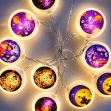 1pc 10LED Halloween String Lights, Halloween Element Decorative String Lights, For Halloween Decoration, Indoor String Lights, Battery Powered (Battery Not Included), HALLOWEEN - Warm White - View 1