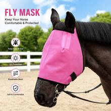 Horse Fly Mask Full Face UV Protection Horse Face Mask, Breathable Fine Mesh Horse Fly Mask - Multicolor - View 7