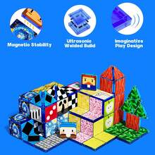 3.75 Magnetic Tiles 52PCS Colorful Window Mini Travel Set, Children STEM Education Building Blocks Toy, Educational Magnetic Blocks Set, Birthday Gift Christmas Gift - Multicolor - View 11