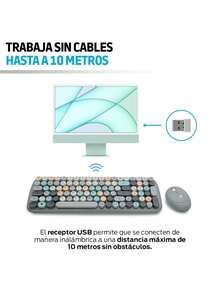 Redlemon Retro Vintage Wireless Keyboard And Mouse USB - View 3
