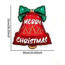 Christmas Bell & Bow Aluminum Foil Balloon Set - Includes 2 Bell Balloons And 2 Bow Balloons - Christmas Tree Hanging Decorations For Holiday Parties - Suitable For Christmas And New Year Decorations - Multicolor - View 5