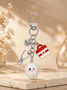 1pc/Multi-Piece Unisex Resin Cartoon Glow-In-The-Dark Expression Teeth Pendant Medical Box Pliers English Letter Charm Keychain Creative Bag Key Hanger - Multicolor - View 4