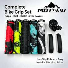 MOTSUV Set Bicycle Handlebar Rubber Soft Comfortable Grip Anti-Slip + Bell + Brake Cover - Multicolor - View 5