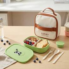 Cute Patterned Plastic Lunch Box, Portable Fruit Salad Food Storage Container, Divided Bento Box, Refrigerator & Microwave Allowable, Leak-Proof Lunch Container, Suitable For Student And Adult Use In School, Office,Picnic,Travel, Back To School - Multicolor - View 4