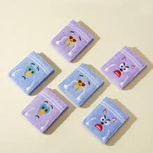 1pc Portable Lightweight Short Wallet For Girls, Towel Fabric Funny Cartoon Expression Embroidered Coin Purse, Multi-Card Slot Fabric Wallet With Transparent ID Window, Suitable For Travel, Commuting, Outdoor, Campus, Shopping, Gift For Teenage Girls - Multicolor - View 9