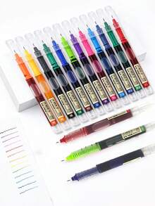 24pcs-Direct Liquid Type Colorful Rollerball Pens, Quick-Dry Fine Tip 0.5mm Neutral Ink Pens, Smooth Writing Without Smudging, Tr, First Day Of School - Multicolor - View 4