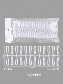120Pcs Solid Oval Flat Full Cover Nail Tips Clear Gel Nail Polish Color Chart Display Nail Tips Japanese Nail Art Sample Board For Salon - Clear - View 13