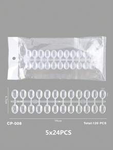 120Pcs Solid Oval Flat Full Cover Nail Tips Clear Gel Nail Polish Color Chart Display Nail Tips Japanese Nail Art Sample Board For Salon - Clear - View 9
