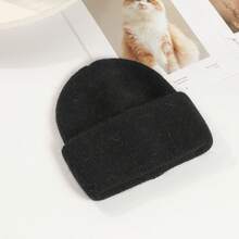 1pc Fashionable Solid Color Warm Rabbit Fur Straight Cuff Knit Hat, Autumn/Winter Outdoor Sports Wear, Warm Hat, Valentine's Day Holiday Gift, Party, Multiple Colors Available, Classic Solid Color Hat - White - View 17