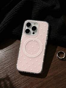 1pc Minimalist White Star Print Light Pink Phone Case, Full Camera Shockproof Protection, Soft Girl Style Fashion Decor, Holiday Gift For Best Friend, Compatible With Iphone 11 12 13 14 15 16 17 Pro Max - Multicolor - View 3