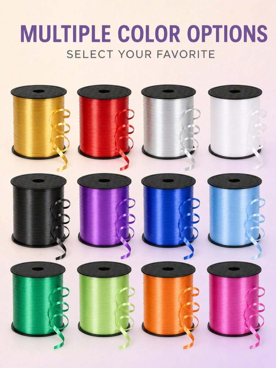 1 Roll 250-Yard Gold Curling Ribbon, 220m Glossy Balloon String And Gift Wrapping Ribbon, Easy-To-Curl Decorative Craft Ribbon For Birthdays, Weddings, Baby Showers, Parties, Bouquets, Gift Boxes, Holiday Packaging And DIY Celebration Decor Must-Hav - View 1