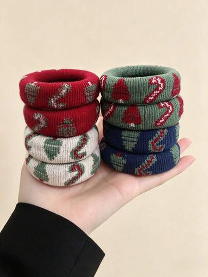 8/4pcs Women's Hair Ties, Fashionable Retro, Thickened Towel Scrunchies, Hair Bands, Christmas Style Hair Accessories, Suitable For Daily And Casual Sports Ponytail, Bun Hair Ties, Durable And Non-Damaging, Wearable All Seasons, New Year Hair Accessory Gift For Girlfriend