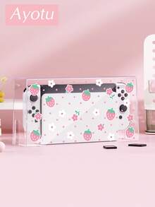 Ayotu Cartoon Strawberry & Dot & Flower Pattern Game Console Shell And Accessories Compatible With Switch/Switch OLED/Switch Lite, Includes Protective Case, Storage Bag, Dock Shell, Controller Protective Cover And More Styles To Choose From, Back To School Gift/Birthday Gift/Anniversary Gift. - View 13