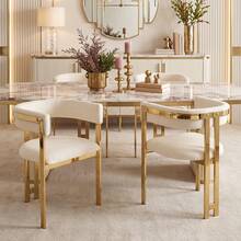 Dining Chairs, Modern Style, Beige And Gold - Set Of 2 - 米色和金色 - 查看 2