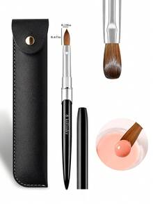 1PC Size 2-18 Kolinsky Acrylic Nail Brush With Leather Case, Professional Sable Nail Art Brush For Acrylic Powder & Extension Gel - Black - View 15