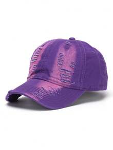 1pc Gradient Distressed Washed Baseball Cap, Fashion Vintage Ripped Edge Brim Soft Top Cap, Suitable For Daily Wear - Baseball Cap - View 11