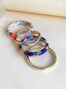Set 4 Buah Gelang Resin Tebal Bermotif Warna-warni yang Modis, Cocok untuk Wanita - MultiWarna - View 5