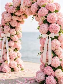 1pc Artificial Hydrangea Stem With Leaves, Real Touch Artificial Hydrangea, Suitable For Wedding, Home, Garden, Bedroom, Tabletop, Party, Birthday, Wall Decor, Autumn Decor, Wreath, Bouquet, Outdoor Garden Decor, Artificial Flower, Pink Flower - Multicolor - View 7