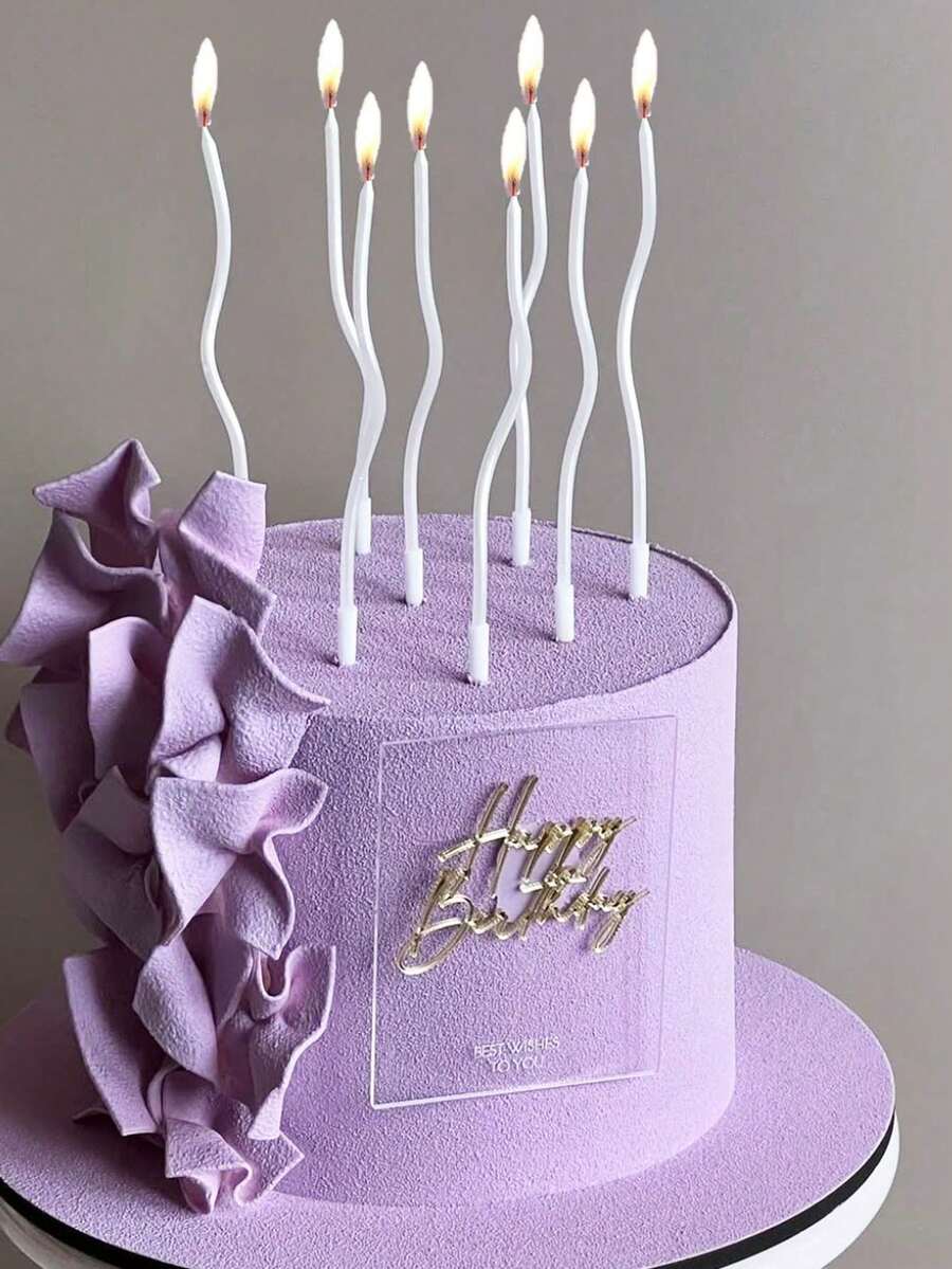6pcs/12pcs Lilin Melengkung Putih Mutiara untuk Dekorasi Kue Pesta Ulang Tahun - Beraneka warna - View 1