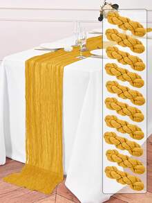 10入波希米亞風紗布桌旗，長度180cm/300cm/400cm，可重複使用，多色可選，適用於婚禮、餐廳、居家聚會、節日派對、會議桌裝飾 - 彩色 - 查看 38