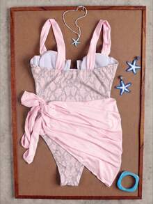 Women's Light Blue Floral Plaid Spaghetti Strap Swimsuit, Sweet Girl Vacation Style 2-Piece Bikini, 2026 Spring/Summer Beach Style - Multicolor - View 2