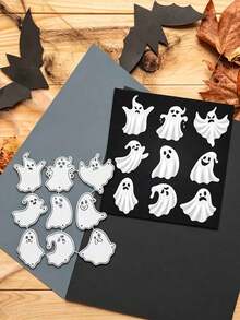 9pcs Various Spooky Face Metal Cutting Dies For Halloween Invitations, Gift Cards, And Scrapbook Embossing Stencils. - One Size Fits All - View 1