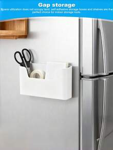 No-Drill Removable Wall-Mounted Storage Box, Divided Large Capacity Kitchen Spice Rack, Bathroom Wall Waterproof Miscellaneous Storage Basket, Kitchen & Bathroom Storage Shelf - White - View 12