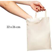 ELES VIDA Unbedruckte Baumwolltasche, mit zwei langen Henkeln, Oeko-Tex®Tragetasche, Baumwolltasche, Einkaufstasche, Jutetasche, Naturfarben, 28 x 32, Taschen, Minimalistisch UVUK - Natur - 22 x 26 cm - Übersicht 2