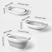Silicone Foldable Laundry Basket , A Practical And Compact Clothes Hamper With Handles, Perfect For The Bathroom, Garden, And Camping. Easy To Store, Lightweight, And Durable, A Versatile Container For Home And Travel - Grayish White - View 10