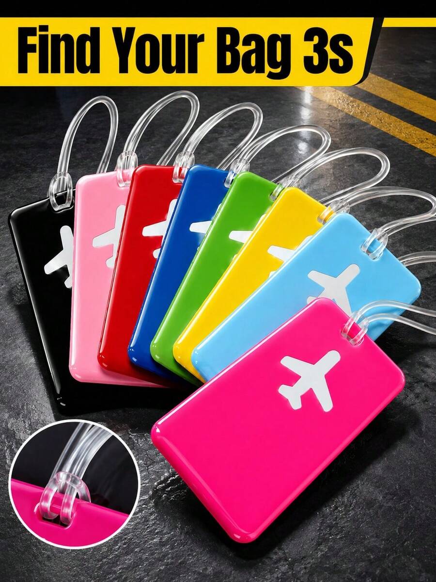 This Luggage Tag Features A Stylish Design With A Prominent Airplane Icon, Vibrant Colors, And High Visibility. It's An Essential For Cruise Travel And Also Perfect For Airport Check-In Or Carry-On Luggage. The Product Comes With A Durable And Flexible PVC Strap, Suitable For Both Men And Women, With Reliable Quality. - Multicolor - View 1