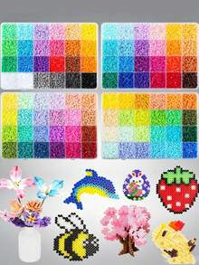 48/72/96/120色珍珠珠子套組 2.6mm迷你Perler珠手工套件，附多種工具，適合初學者與成人，壓力釋放藝術手工項目、手工藝裝飾、室內裝飾，Perler珠材質 - 拼豆套裝 - 查看 11